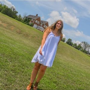 White spaghetti strap dress with crisscross detail